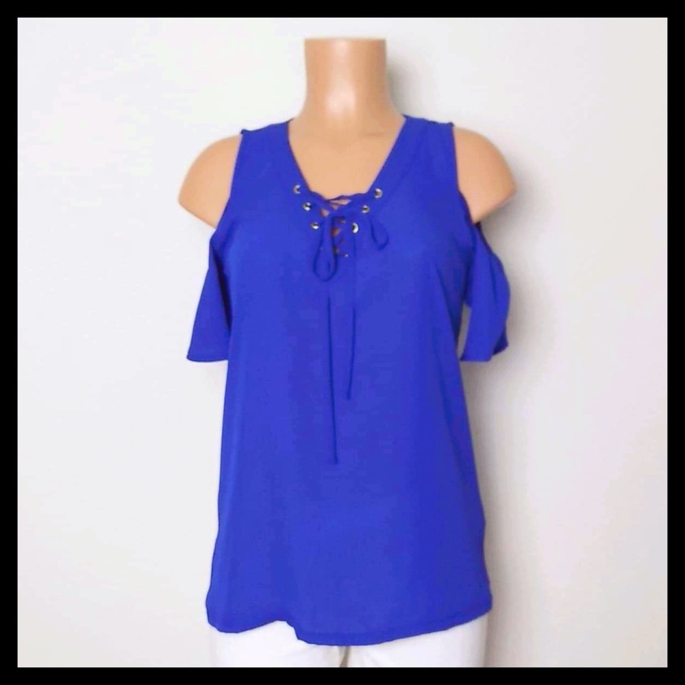 INC International Concepts Cold Shoulder Blouse - Picture 2 of 5